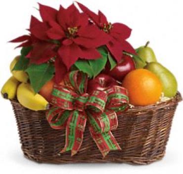 Fruit and Poinsettia Basket