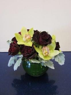 Black Baccarat Roses and Orchids